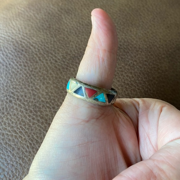 Turquoise, coral, black onyx ring - Picture 3 of 3